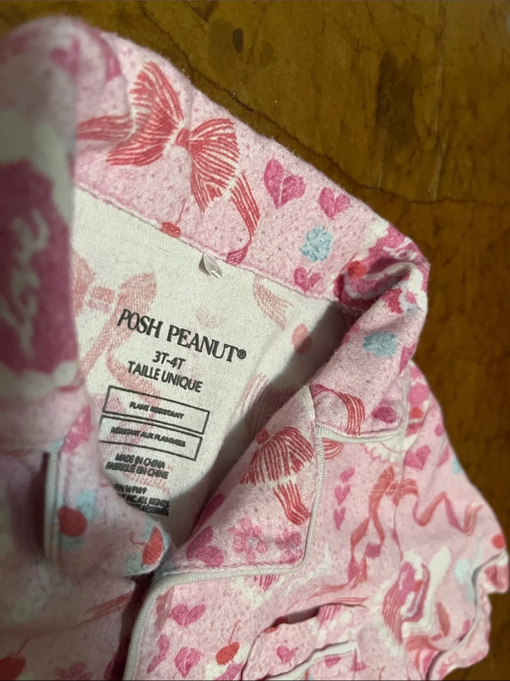 Posh Peanut Pink Heart & Cake Print Short Sleeve Pajama Set Sz 3-4T